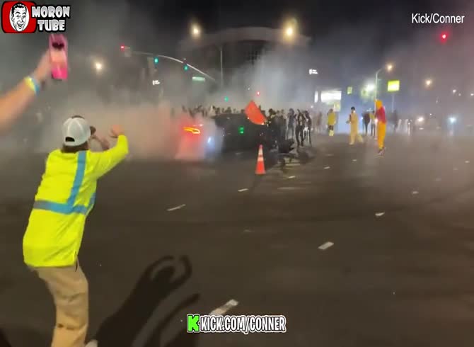 Video :Several individuals are struck by a car during an unlawful protest